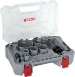 Sada závitových děrových pil Bosch PRO Construction Material v kufříku.